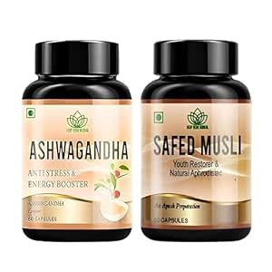 DEEP VEDA Ashwagandha + Safed Musli | Natural Herbal Combination for ...