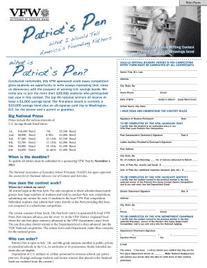 Fillable Online vfwdeptla Patriots_Pen_Entry_Form.pdf 453.4 KB ...