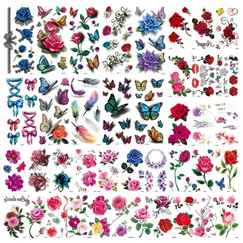 MAYCREATE® 40 Sheets Waterproof Temporary Tattoos Sticker for Women ...