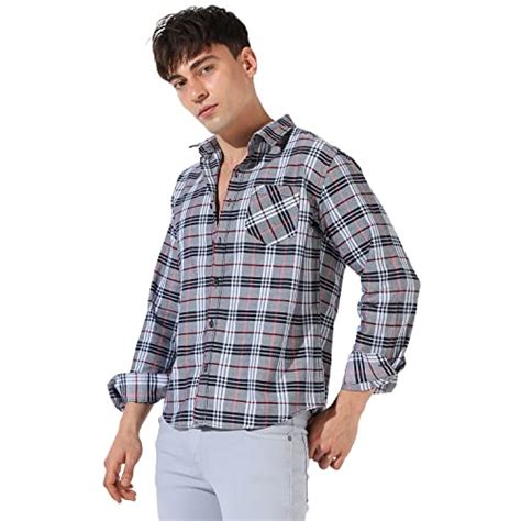 Buy Campus Sutra Men's Checkered Grey Button Up Collared Shirt for ...
