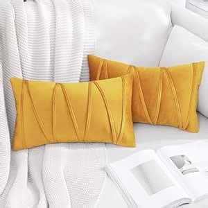 Buy Khooti Velvet Cushion Cover Pack of 2-20" x 30" / 51 x 76 cm - Gold ...