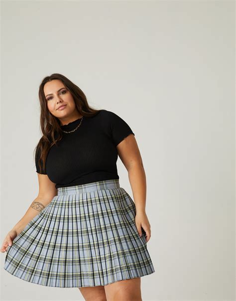 Plus Size Plaid Pleated Skirt – 2020AVE
