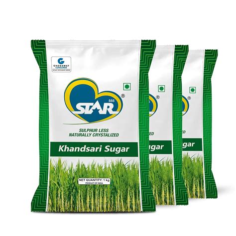 STAR 555 Unrefined Desi Raw Khandsari Sugar- 1 KG (Pack of 3)|Naturally ...