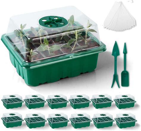 Amazon.com : DUALCROWN-5 Pack Seed Starting Tray with 120pcs pullers ...
