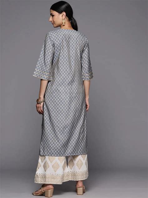 Buy Grey Printed Silk Straight Kurta Online at Rs.417 | Libas