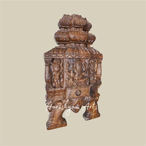 18" Lightweight Wooden Ganapathy Kavadi with Pillar and Mandap Design