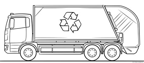 Garbage truck drawing – Line art illustrations