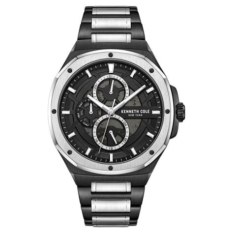 Buy Online Kenneth Cole Multifunction Black Dial Stainless Steel Strap ...