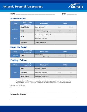 Nasm Assessment Forms - Fill Online, Printable, Fillable, Blank | pdfFiller