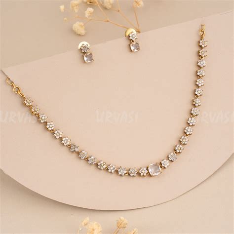 Gold-Toned floral AD Necklace 278 – URVASI LADIES NOVELTIES