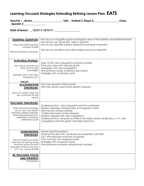 Image result for Learning-Focused Lesson Plan