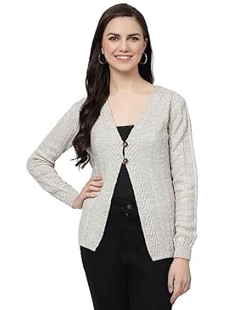 Buy Kalt Womens Cardigan Sweater for Winter Woolen Acrylic Full Sleeves ...