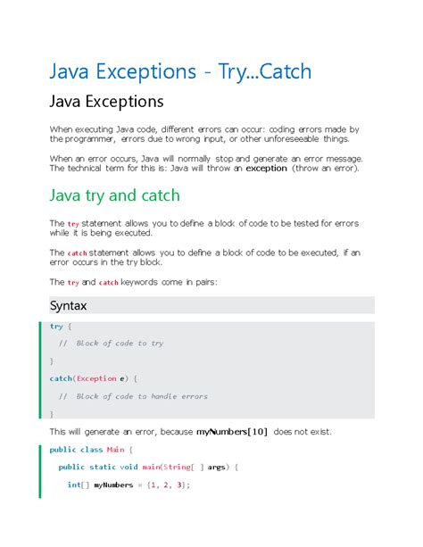 Exceptions -TRY... Catch OF JAVA Programming - Java Exceptions - Try ...
