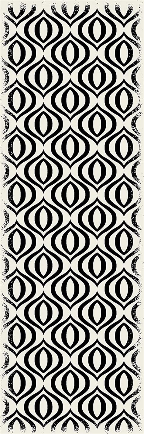 Aspen RUG3BLK26 Ring of European Design Vinyl Rug, 2' x 6', Black/White ...