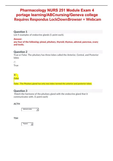 Pharmacology NURS 251 Module Exam 4 Portage learning Questions and ...