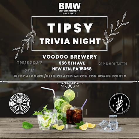 Tipsy Trivia @ Voodoo Brewery (New Kensington PA), 956 5th Ave, New ...