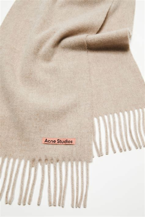 Acne Studios - Fringe wool scarf - skinny - Oatmeal melange