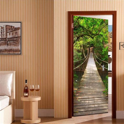 MISSSIXTY 3D Drawbridge Forest Door Mural Decals Wall Murals Wallpaper ...