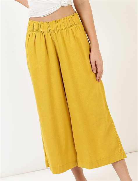 Buy Linen Mix Plain Regular Fit Trouser at Marks & Spencer