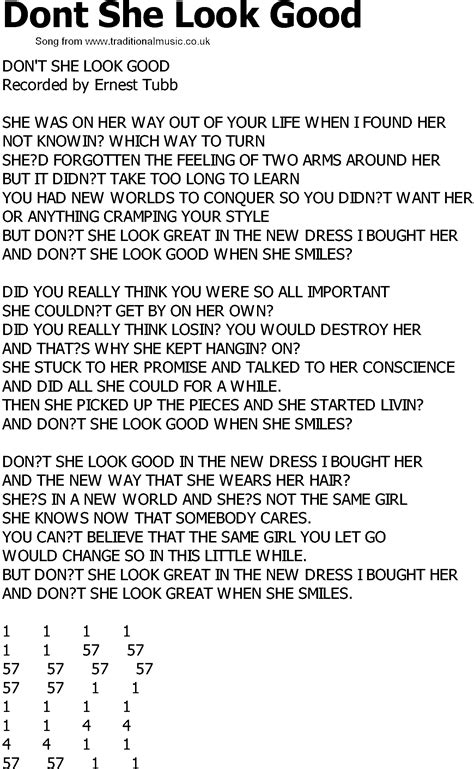 Old Country song lyrics with chords - Dont She Look Good