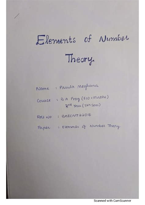 Assignment- Elements OF Number Theory - Elements of Number Theory Name ...