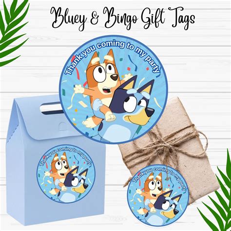 Bluey and Bingo Party Favor Gift Tags- Instant Download – Girly Girl Tutus