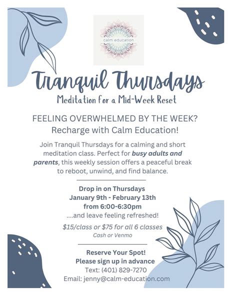 Tranquil Thursday Meditation Class, 464 Maple Ave, Suite 2, Barrington ...
