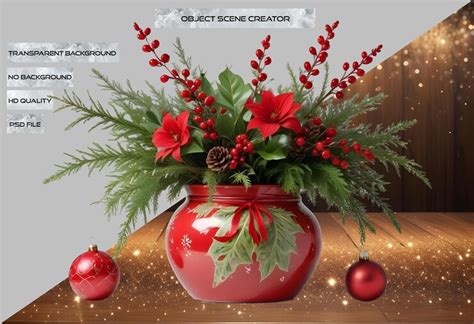 Christmas object scene creator mockup featuring various festive vases ...