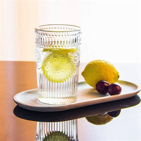 Buy Inovique Embossed Diamond Cut Crystal Water Glasses | 350ML ...