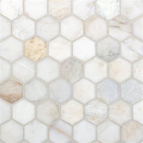 Bianco Orion Hexagon Polished Marble Mosaic | Marble mosaic, Bathroom ...