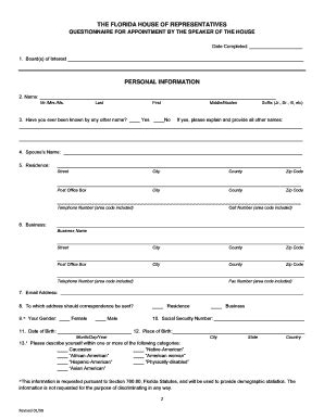 Application For Appointment - Florida House Of Representatives ...