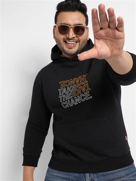 Plus Size Men's Black Take The Chance With Kangaroo Pocket (3XL - 6XL ...