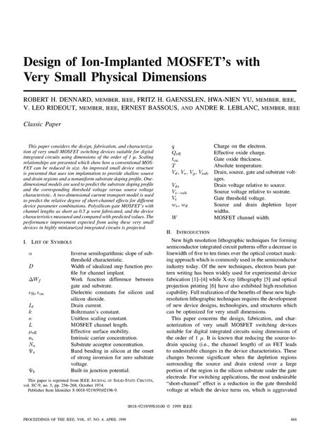 Dennard Scaling paper 1579422864184 - Design of Ion-Implanted MOSFET’s ...