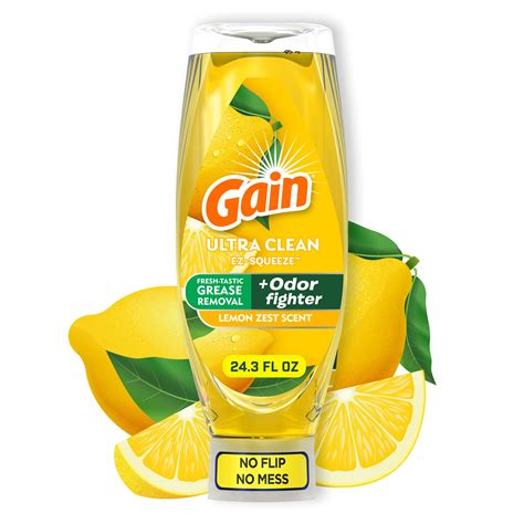 Gain EZ-Squeeze Dishwashing Liquid Dish Soap, Lemon Zest, 24.30 fl oz ...