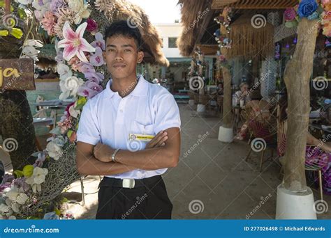 Boracay Island, Malay, Aklan, Philippines a Friendly Male Waiter at One ...