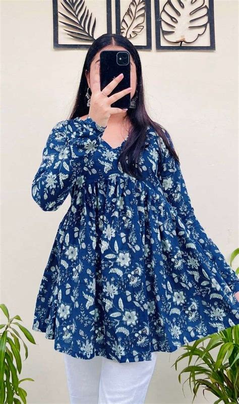 INLI PEPLUM TOPS COTTON PRINTED FANCY WEAR LADIES TOPS AT BEST ONLINE ...