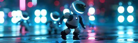 Little robots dancing futuristic on dark | Premium AI-generated image