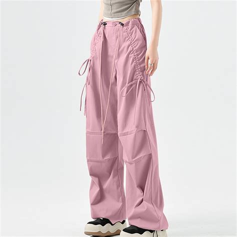 Blmnix Parachute Travel Pants Women Drawstring Lightweight Pleated ...