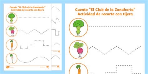 Hoja de actividad:Recorte con tijera el club de la zanahoria- Guía de ...