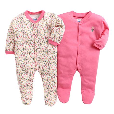 Buy Hopscotch Baby Girls Cotton Floral Print Footie - Pack Of 2 In ...