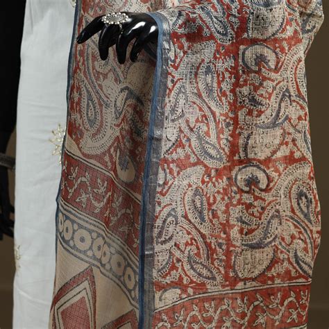 Red Bagru Hand Block Print Natural Dyed Kota Doria Cotton Dupatta