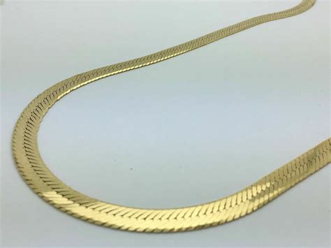 Italian 925 Sterling Silver Gold Plated Herringbone Necklace 30" 47.5g ...