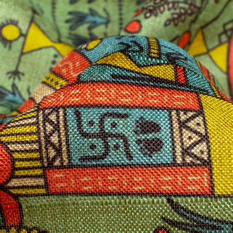 Pistachio Green And Persian Red Madhuvanii Pattern Digital Print Art T ...