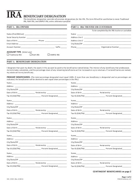 Fillable Online 301 - IRA Beneficiary Designation301 - IRA Beneficiary ...