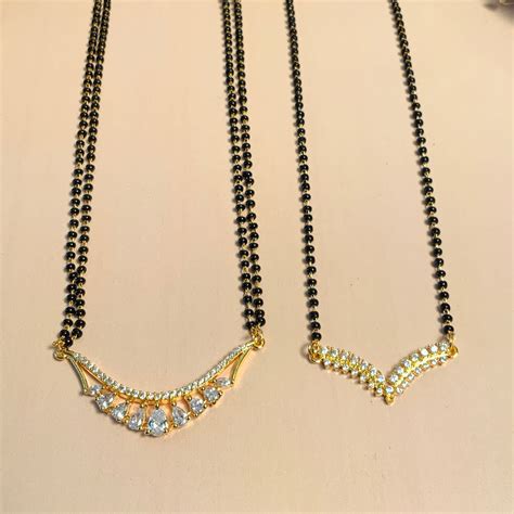 Precious Gold Plated American Diamond Mangalsutra Combo ...