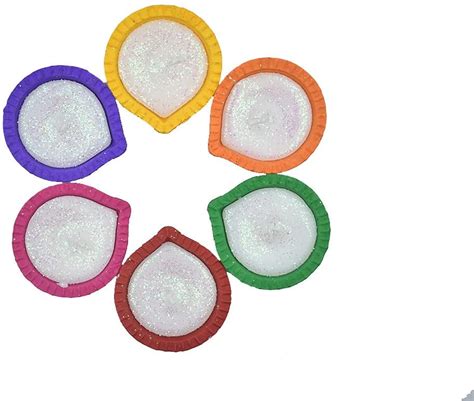 Buy Set of 6 Small Diya Assorted color (Made of Clay with small content ...