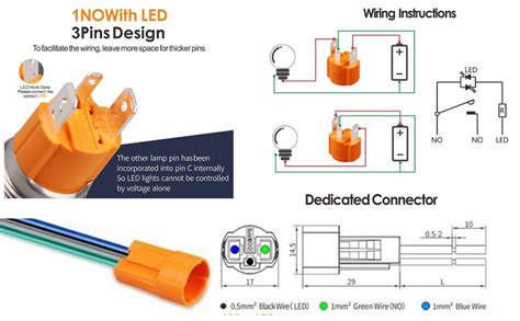 Premium 10A 16mm Metal High Current Latching Push-Button Switch with ...