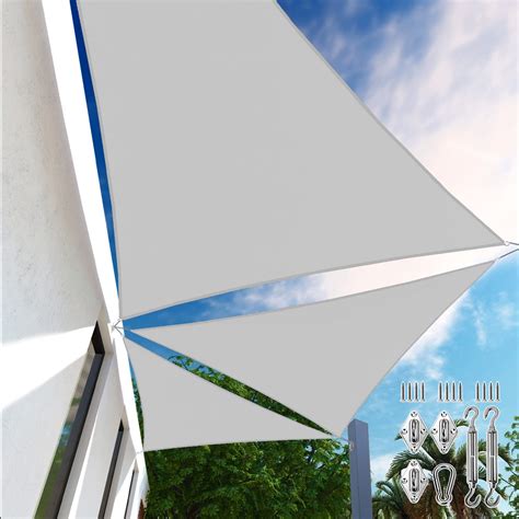 E&K Sunrise 16' x 16' x 16' Light Gray Waterproof Sun Shade Sail with ...