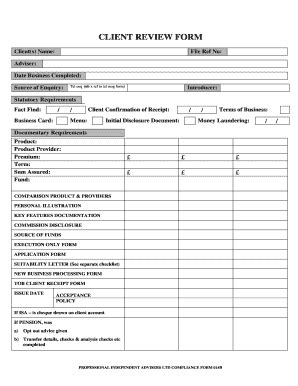Fillable Online compliance-officer co CLIENT REVIEW FORM - bcomplianceb ...
