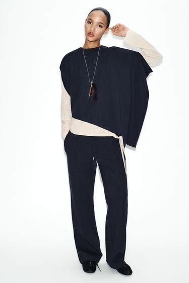 ASYMMETRIC INTERLOCK CAPE - Navy blue | ZARA India